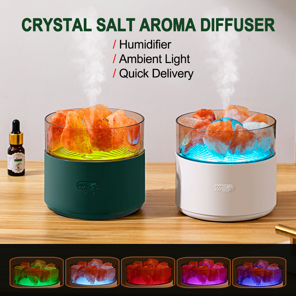 Cool-Mist Humidifier with Aroma Diffuser, Crystal Salt Lamp, and Ambient Light