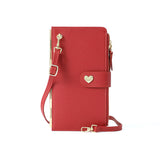 Mobile Phone Bags With Transparent Touch Screen Love Buckle Long Wallet Women Multifunctional Crossbody Shoulder Bag