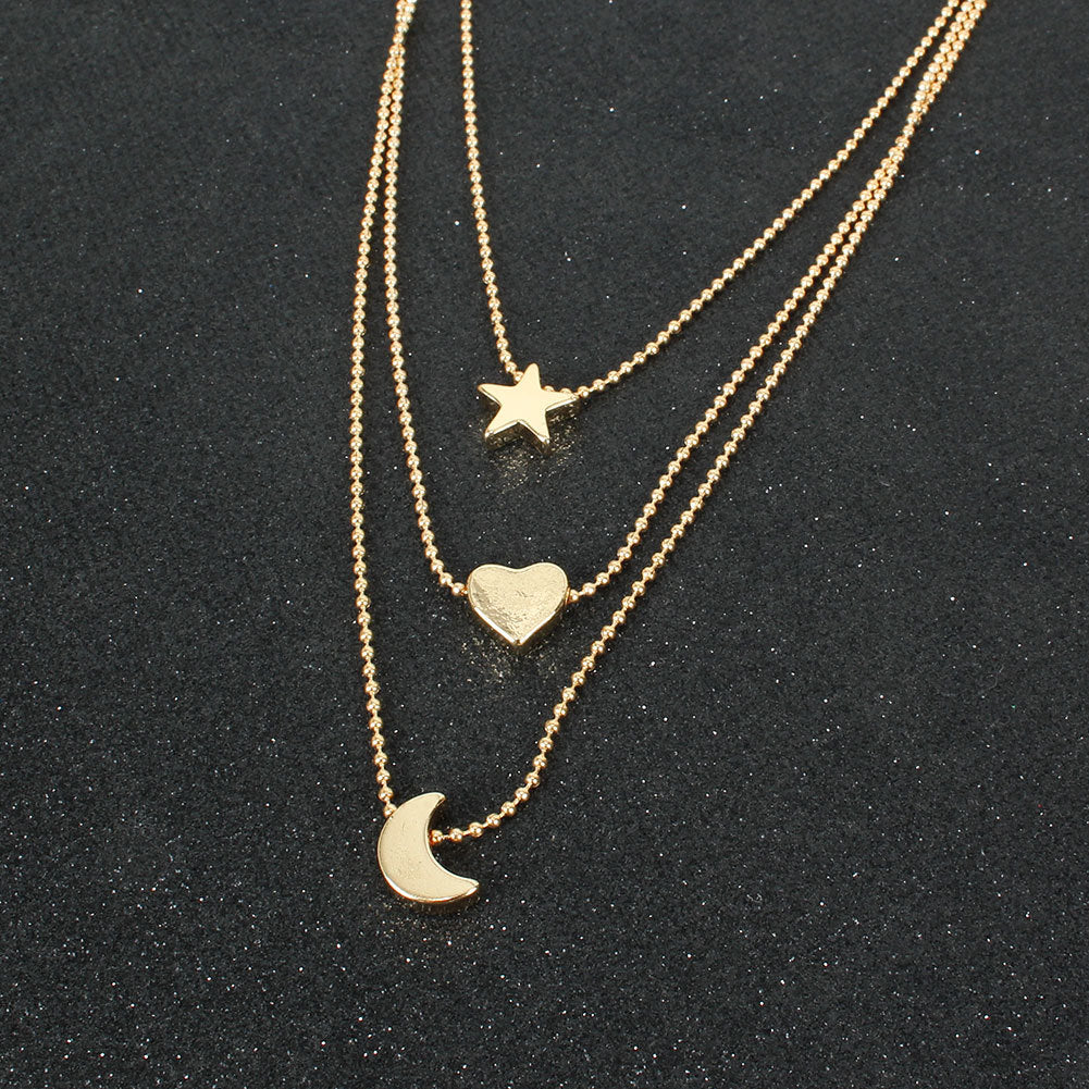 Alloy Star And Moon Pendant Necklace: Illuminate Your Style - Minihomy