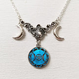 Triple Moon Silver Necklace