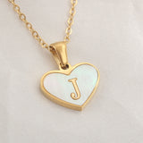 26 Letter Heart-shaped Necklace White Shell Love Clavicle Chain Necklace For Women - Minihomy