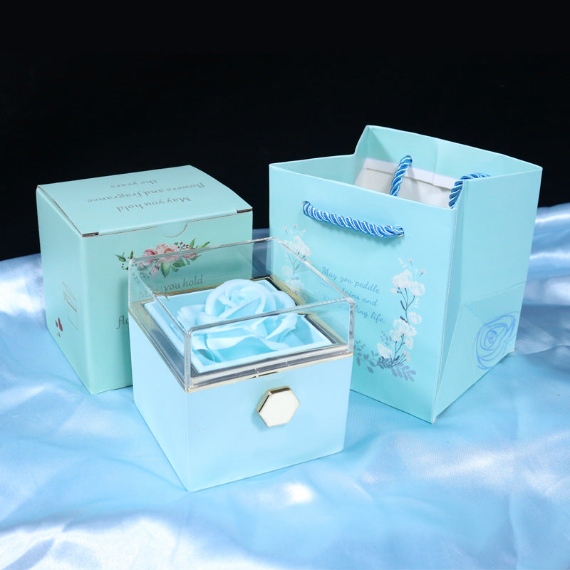 Rotating Soap Flower Rose Jewelry Packaging Box