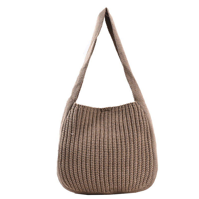 Retro Underarm Single Shoulder Woven Student Handbag