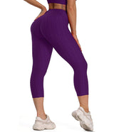 Women Cropped High Waisted Yoga Pants Bubble Hip Butt Lifting Leggings