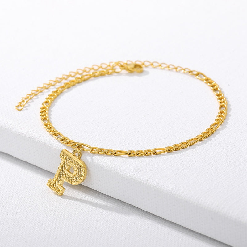 Initial Gold Letter Anklet Alphabet Pendants Jewelry - Minihomy