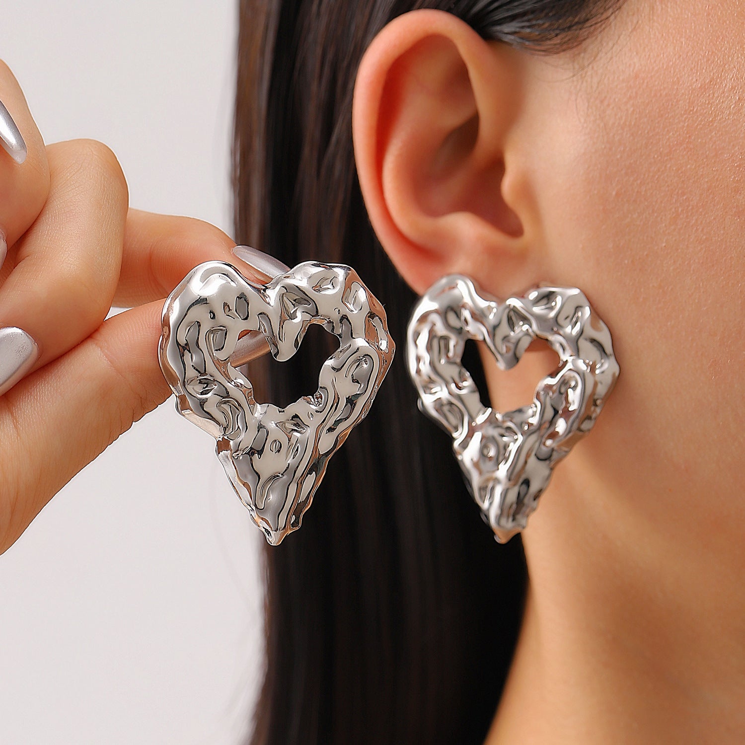 Lava Heart Earrings: Pleated Hollow Design, Valentine's Day Gift for Women