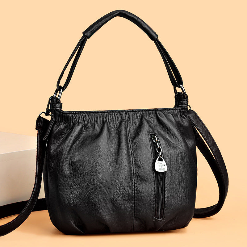 Retro Pleated Design Bucket Bag - All-Match Shoulder Messenger Bags for Women