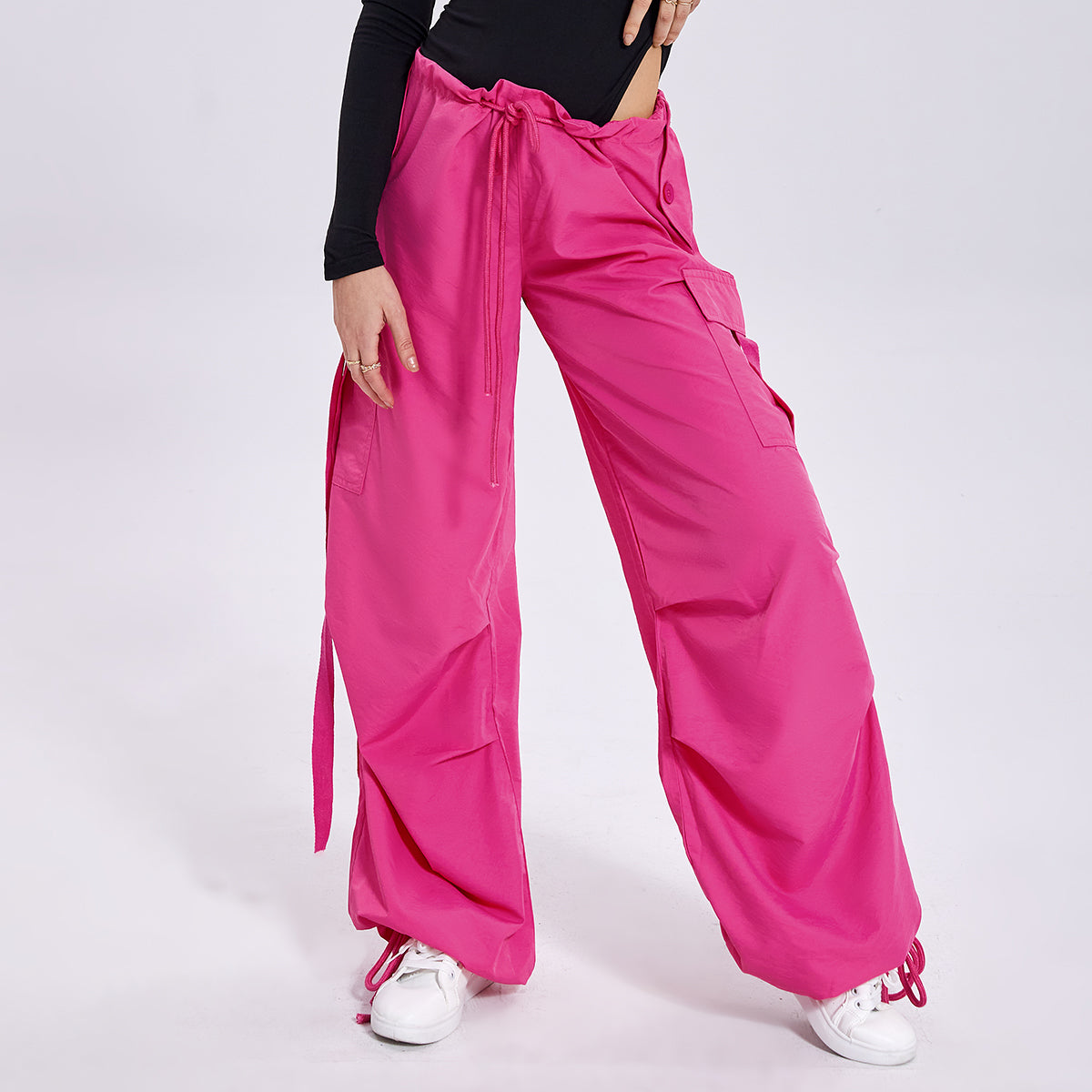 Solid Color Loose Casual Streamer Overalls