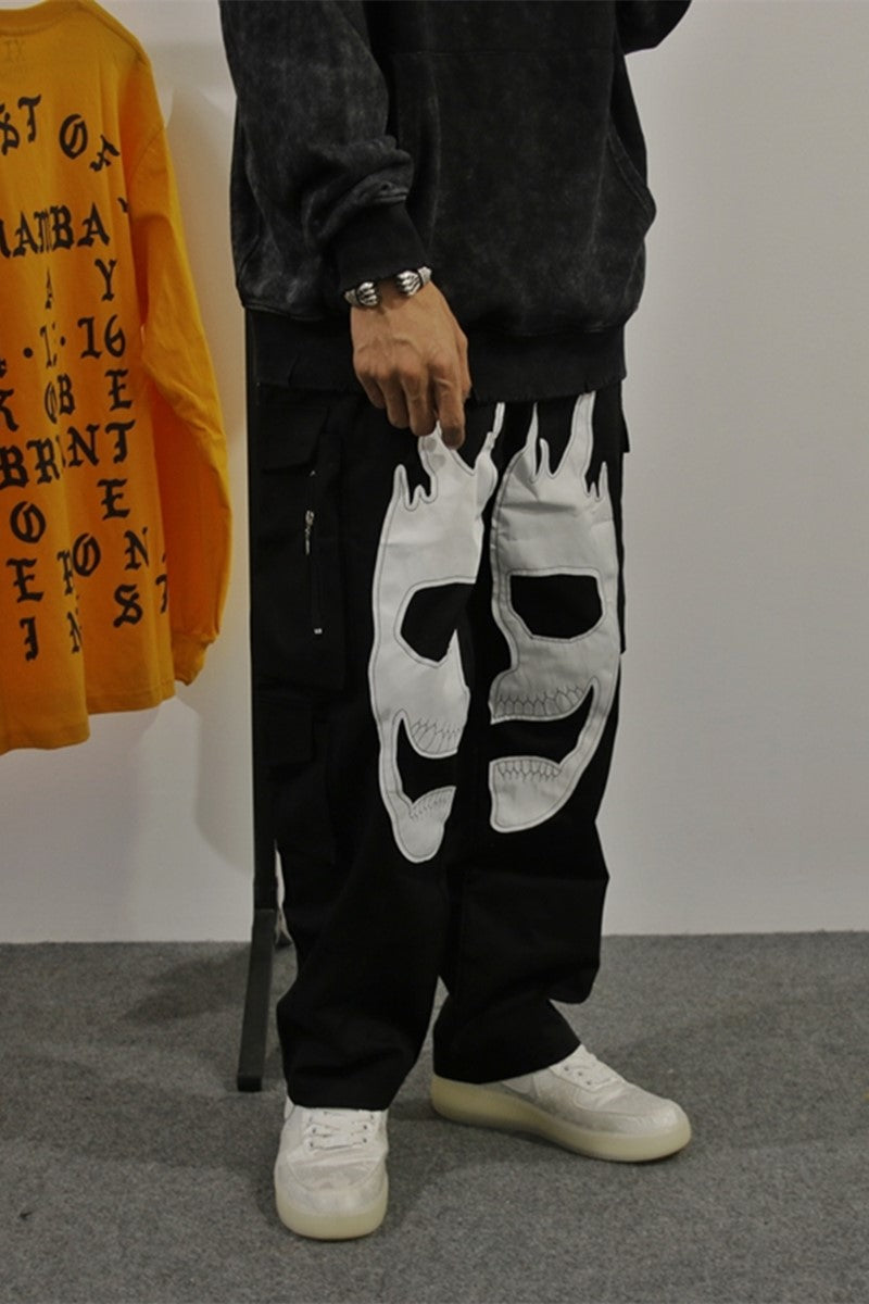 Patch Panel Skull Cargo Pants