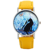 Watch Women Quartz Clock Women Brand Fashion Print Cat Pattern Charm Dress Wristwatch Women