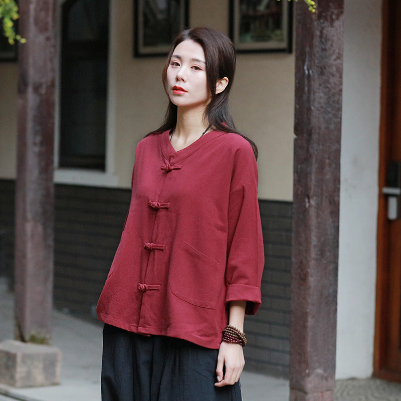 Traditional chinese blouse shirt tops for women