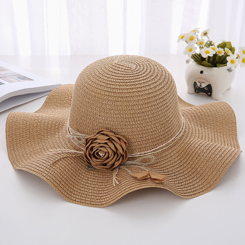 Women's Wavy Edge Big Brim Straw Hat