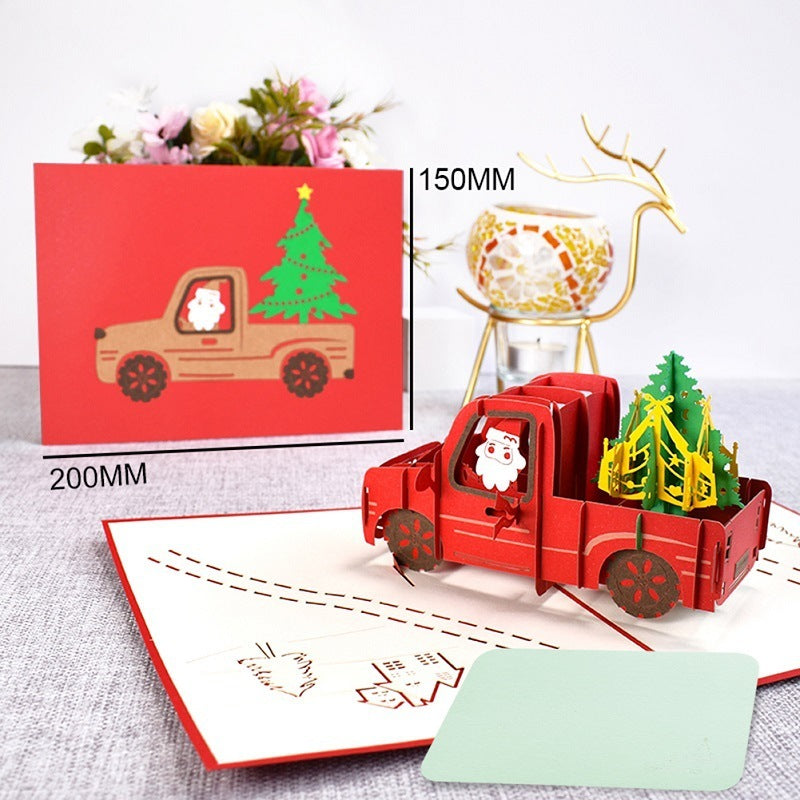 3D Merry Christmas Cards Christmas Tree Winter Gift Pop-Up Cards Christmas Decoration Stickers - Minihomy