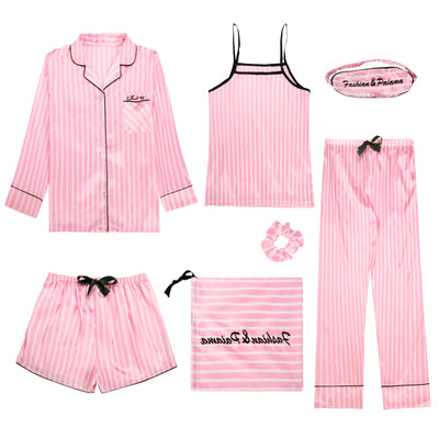 Summer Seven-Piece Suit Suspenders Ice Silk Pajamas