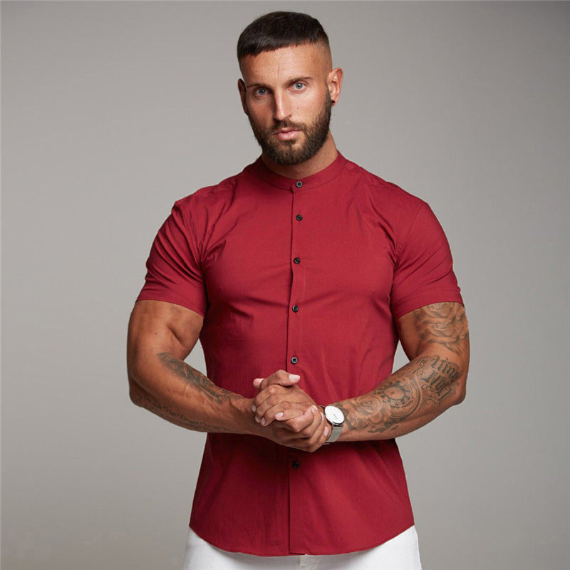 Summer Shirt  Fitness Clothing Cotton Tops Short Sleeve Sports Casual Breathable Shirt