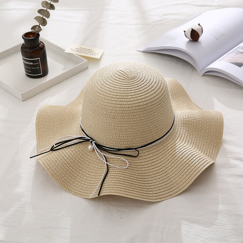 Women's Wavy Edge Big Brim Straw Hat