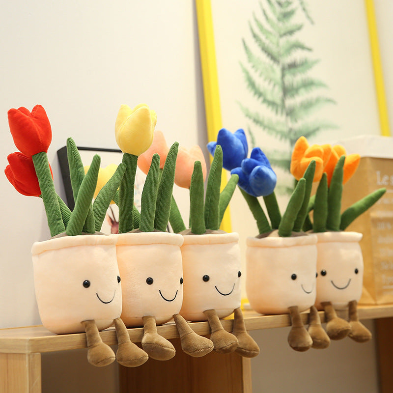 Cute Tulip Bouquet Plush Toy Doll - Simulation Flower Living Room Decoration - Minihomy