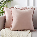 Ball lace pillow velvet solid color sofa short plush ball cushion cover