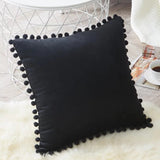 Ball lace pillow velvet solid color sofa short plush ball cushion cover