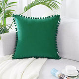 Ball lace pillow velvet solid color sofa short plush ball cushion cover