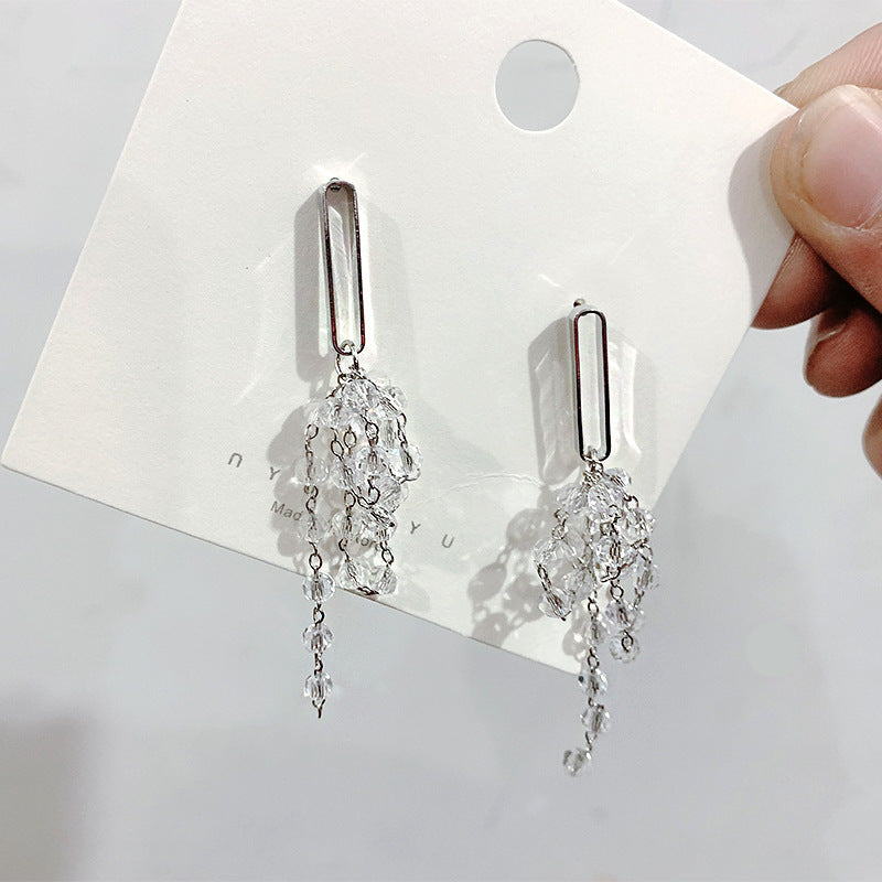 Crystal Tassel Grape Earrings Female Niche High-end Earrings Earrings