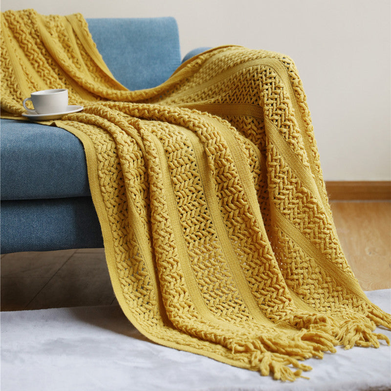 Nordic Sofa Blanket Knitting Homestay Hotel Bed Flag