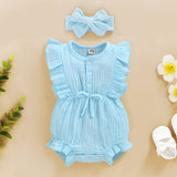 Lace Sleeve Double-Sided Ruffled Triangle Romper