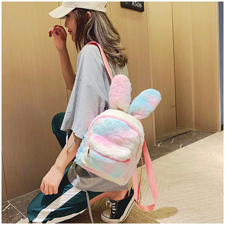 Plush Bunny Ears Backpack Female Backpack - Minihomy