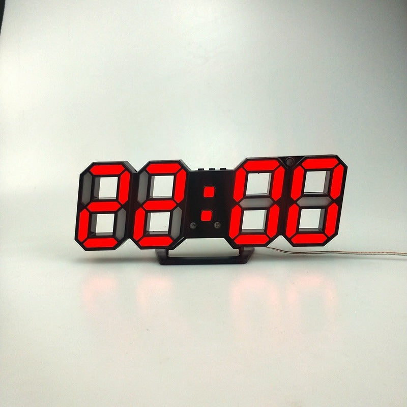 Korean Version Of Electronic Wall Clock Wall Three-dimensional Wall Clock Bedside Alarm Clock - Minihomy