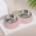 Double Cat Bowls with Water Fountain, Wheat Straw Pet Bowls for Food and Drink, Cute Cat Supplies - Minihomy