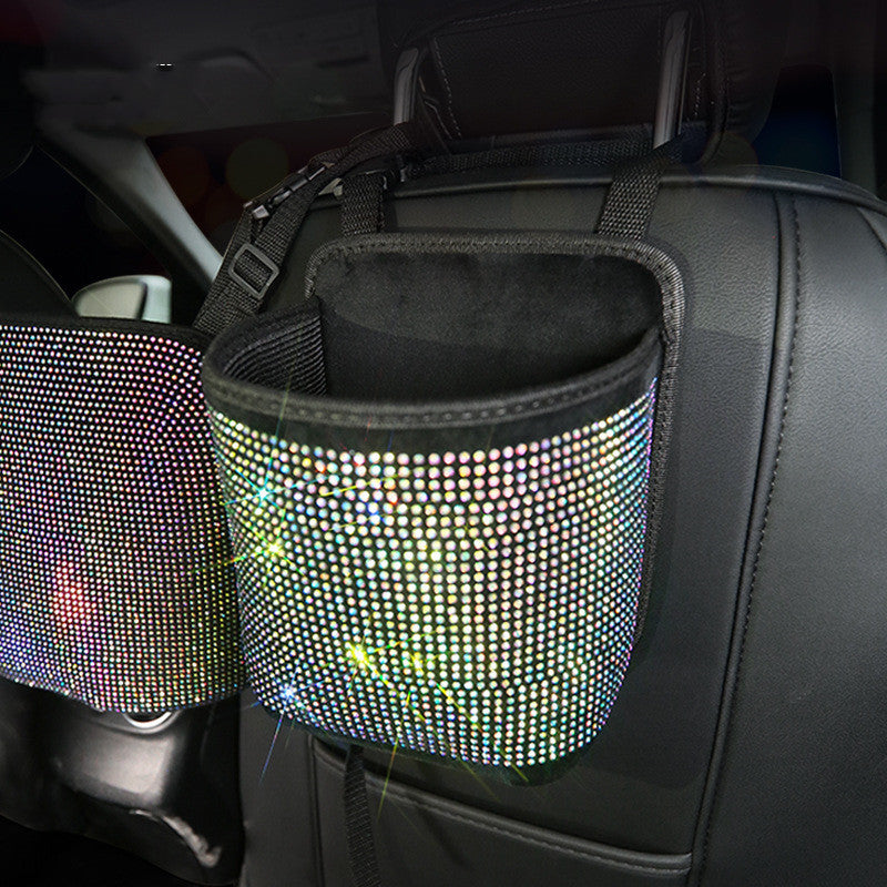 Car Storage Net Pockets Between Car Seats Car Storage Bag - Bling Crystal Design