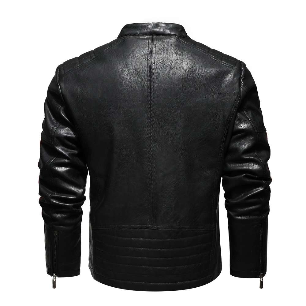 Men's PU Leather Clothing Tide Motorcycle Jacket Washed Plus Cotton Jacket - Minihomy