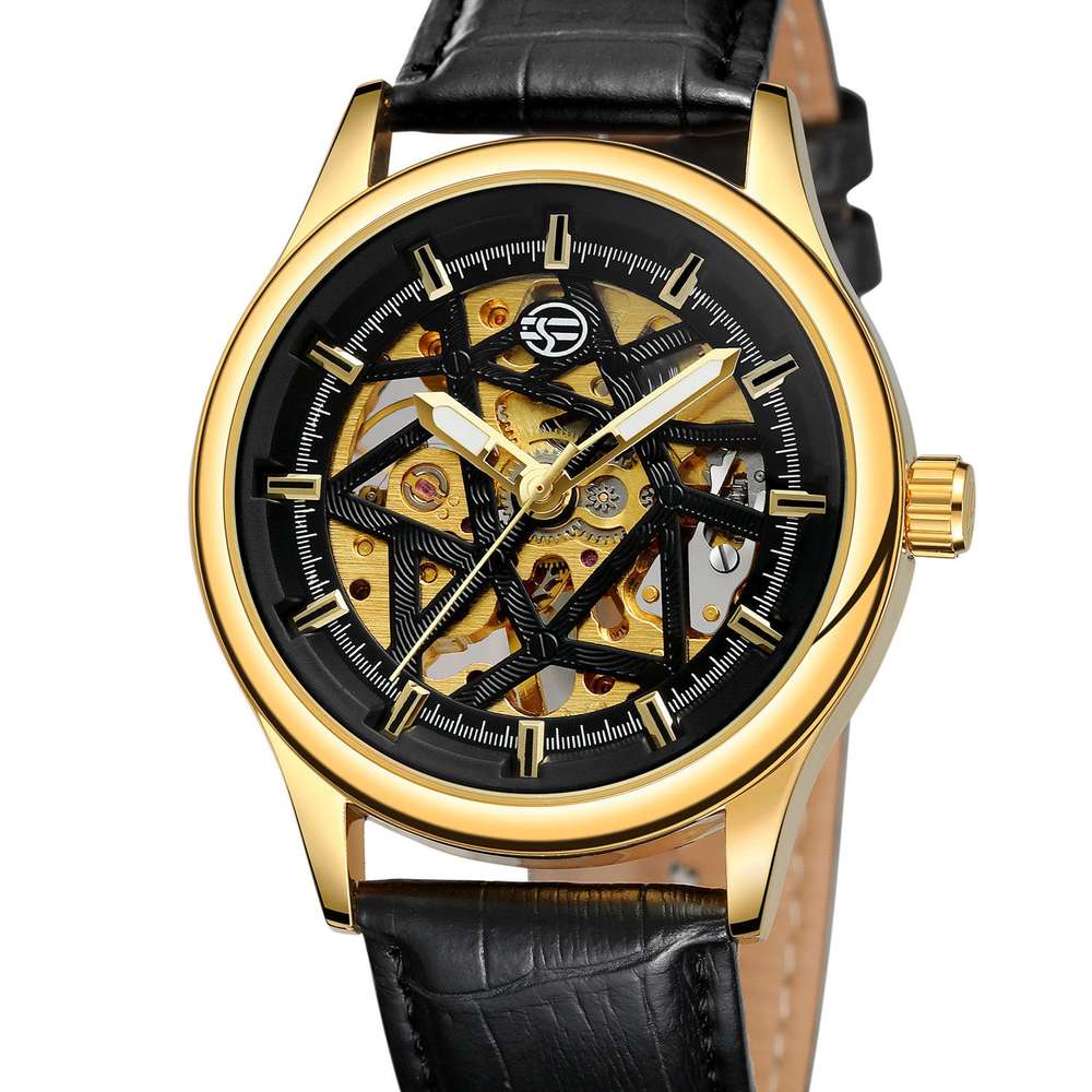 Forsining Golden Gear Movement Retro Royal Classic Fashion Mens Mechanical Wrist Watches Top Brand Luxury Male Clock Relogio - Minihomy