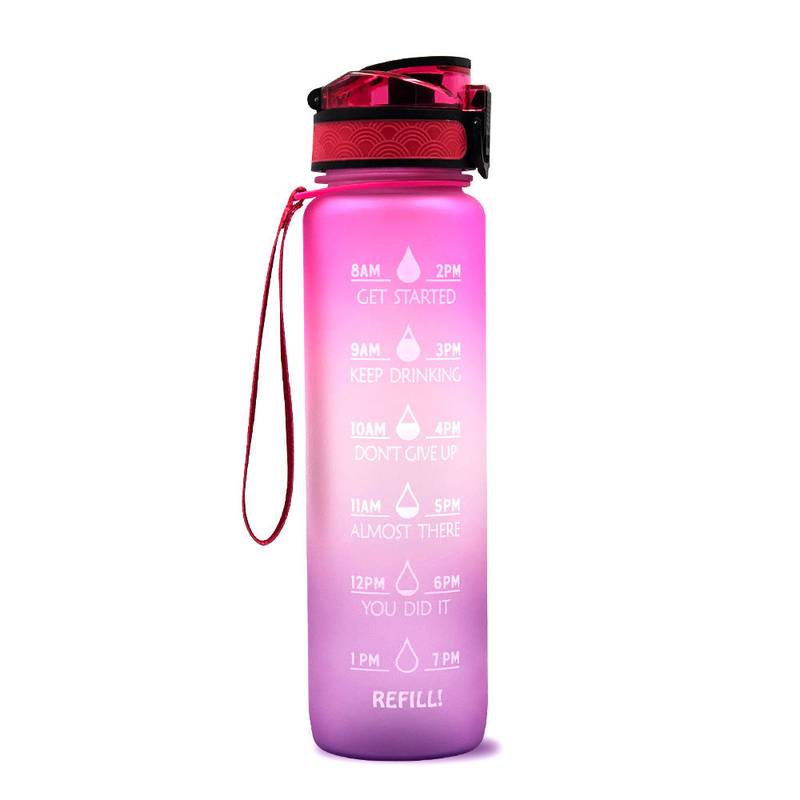 1L Tritan Water Bottle with Time Marker & Bounce Cover - Leakproof Bottle for Sports, Fitness, Cycling - Minihomy