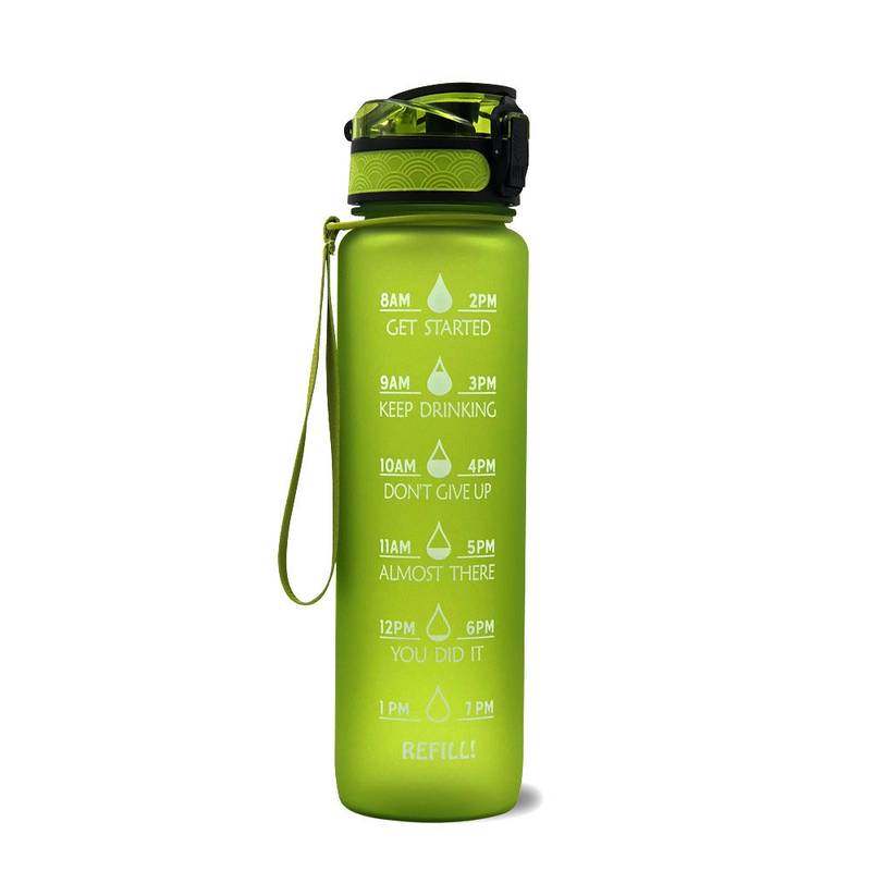 1L Tritan Water Bottle with Time Marker & Bounce Cover - Leakproof Bottle for Sports, Fitness, Cycling - Minihomy