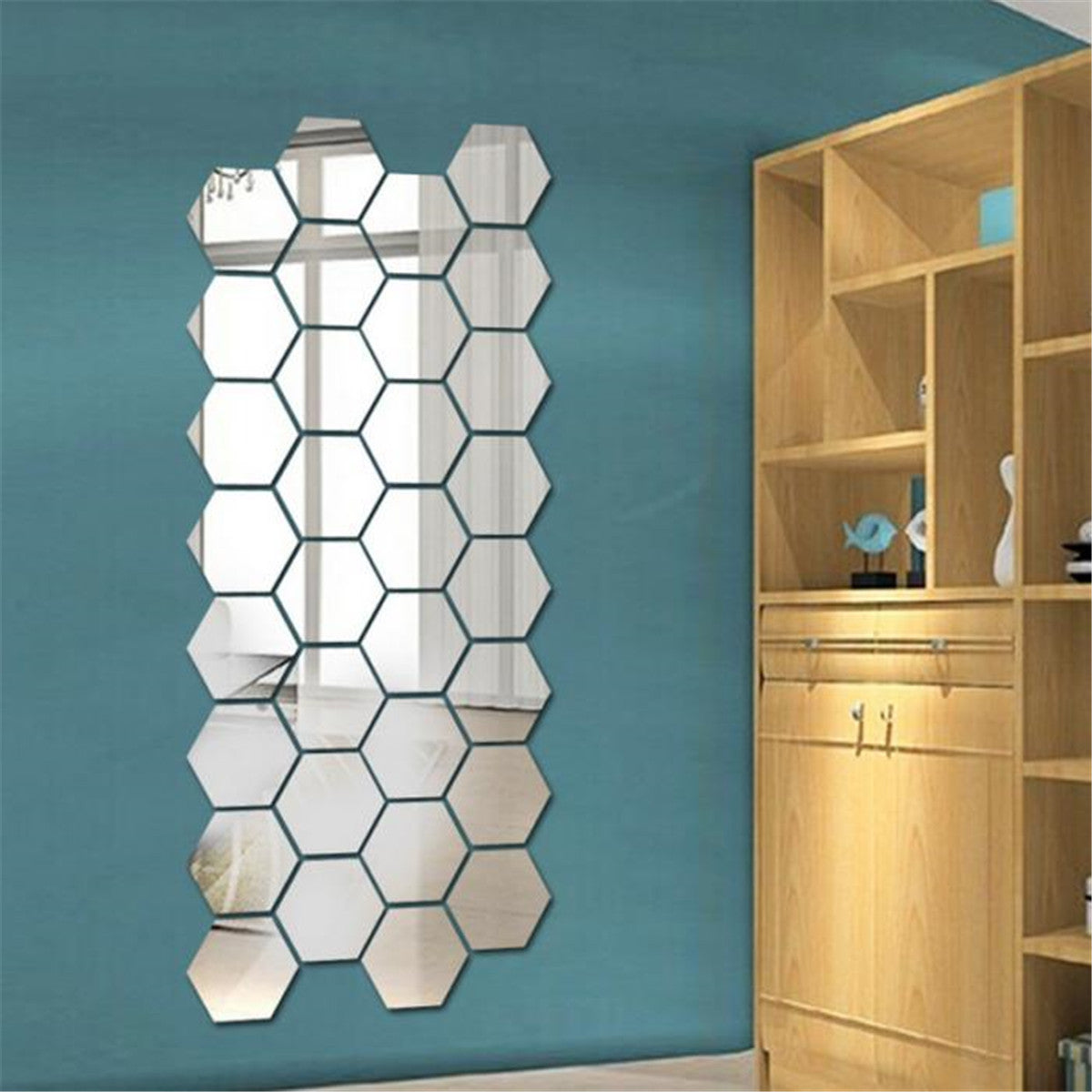 Hexagonal Mirror Acrylic Wall Sticker - Decorative Crystal Stereo Mirror - Minihomy