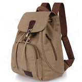 Women's Vintage Canvas Backpack - School Bag for Students