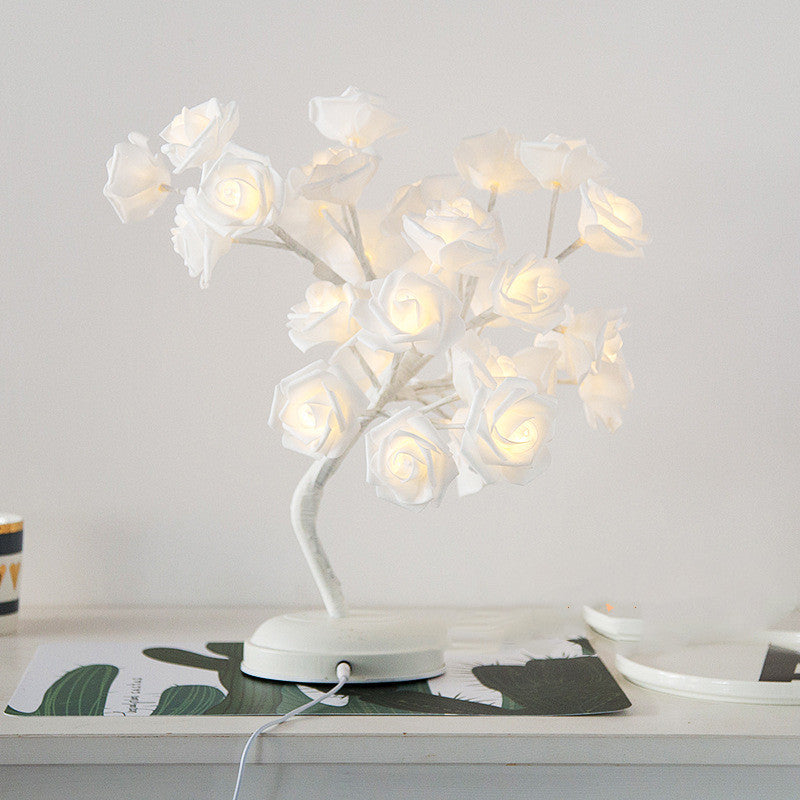 Creative Cotton Ball Tree Lamp - Battery and USB Table Lamp with Adjustable Branches - Minihomy