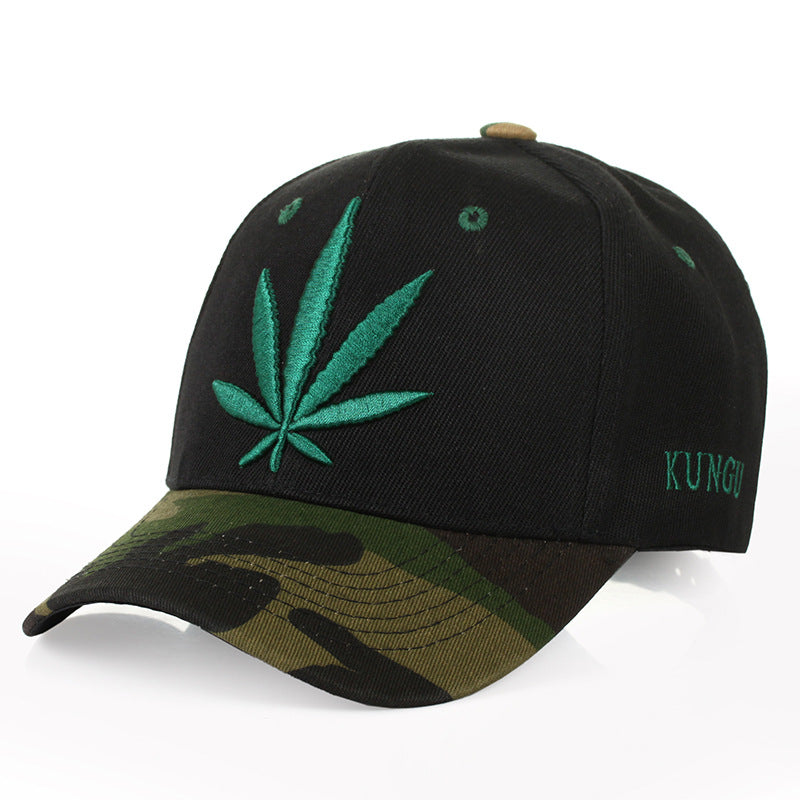 Simple Green Maple Leaf Hemp Leaf Caps Men And Women Baseball Caps