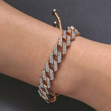 Hip Hop Unisex Trendy Thick Bracelets Exquisite Crystal Woman 3 Color Mental Figaro Bracelets