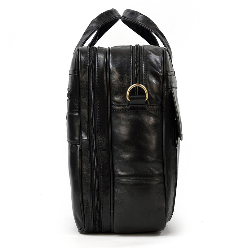 Leather Men's Briefcase Retro Business Handbag