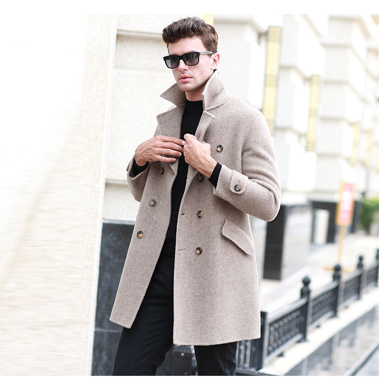 Double-breasted Mid-length Woolen Coat - Minihomy