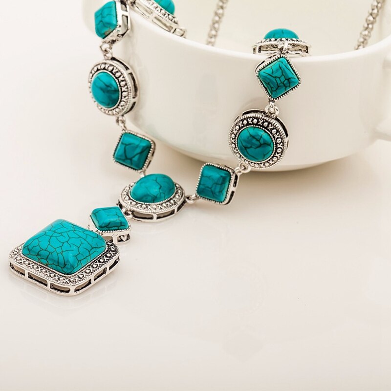 Turquoise Vintage Diamond Necklace