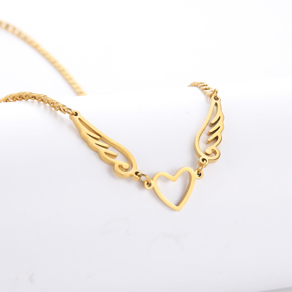 Hollow Heart Angel Wing Necklace - Minihomy