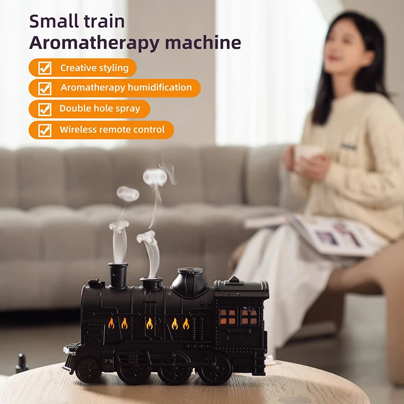 Train Shape Aromatherapy Diffuser with Dual Spray Modes, LED Lamp, and Ultrasonic Humidifier