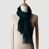 Solid Color Autumn And Winter Tassel Pure Cashmere Scarf For Women