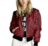 Solid color short style vertical collar leisure zipper jacket