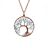 Tree Of Life Pendant Necklace Copper Crystal Natural Stone Necklace