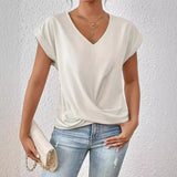 Fashion Short-sleeve T-shirt Summer Casual Irregular Knot Top For Women