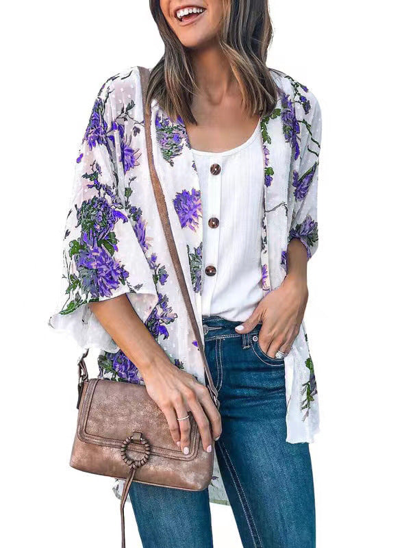 Flower Print Shirt Jacket Women Top